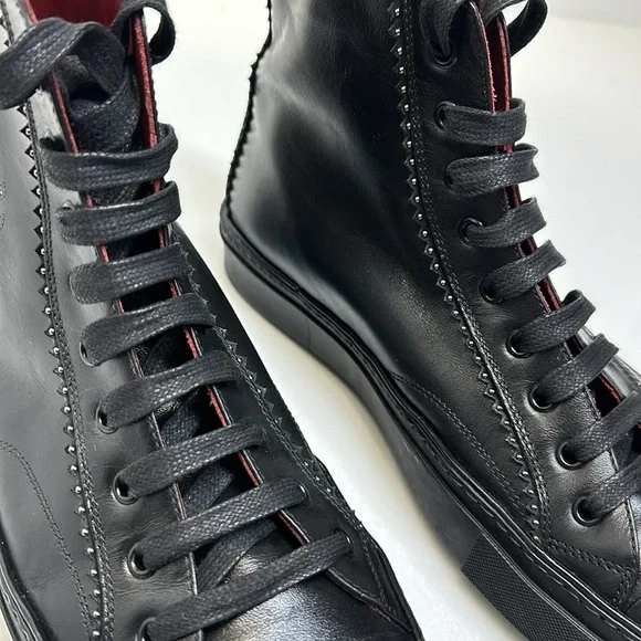 Roberto Cavalli ankle men’s boots / black leather with logo lace up rubber sole